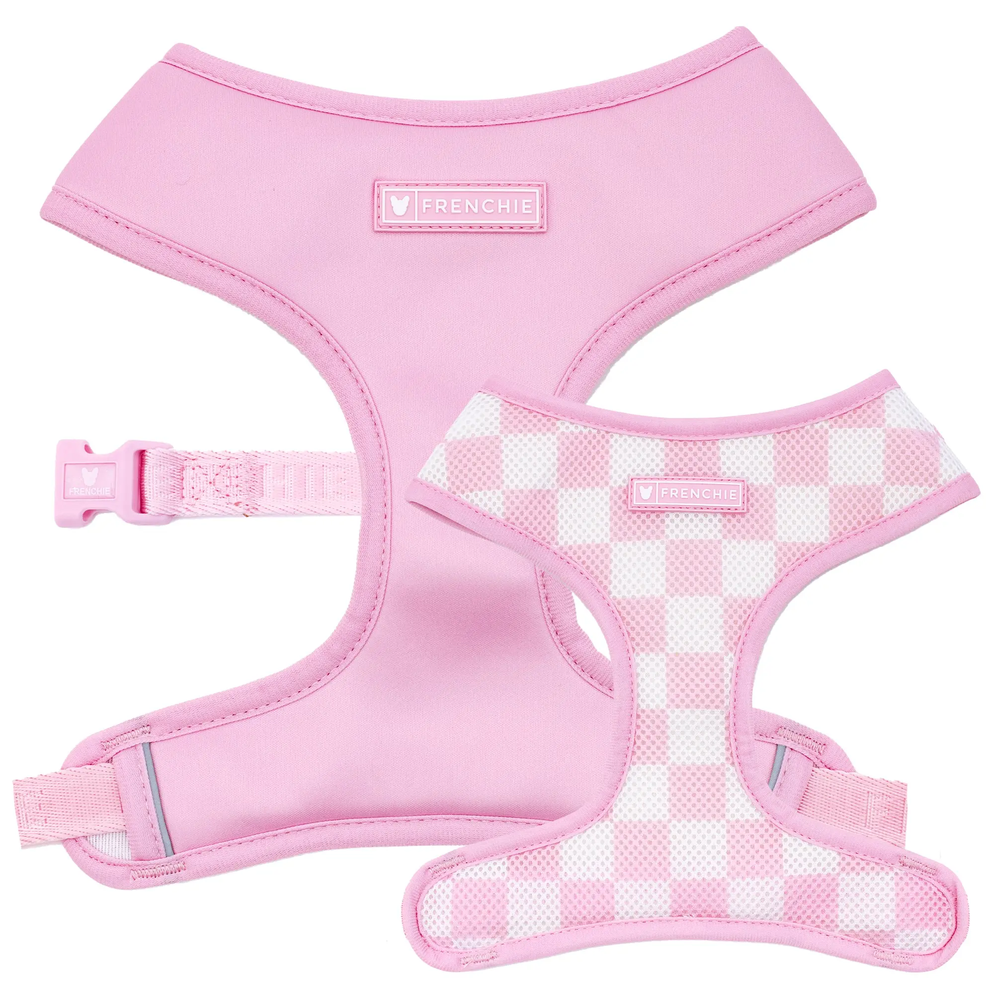 Frenchie Duo Reversible Harness - Solid Pink Bubblegum Frenchie Duo Reversible Harness - Solid Pink Bubblegum
