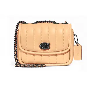 COACH Madison 16 Quilted Flap Chain Crossbody Bag for Women in Nappa Leather Blend in Coral Pink