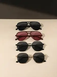 4 Pairs Wine Sunglasses Set, Polygon Mixed Style, All Seasons, Ideal for Driving, Business Travel, Daily Wear, Travel Photography