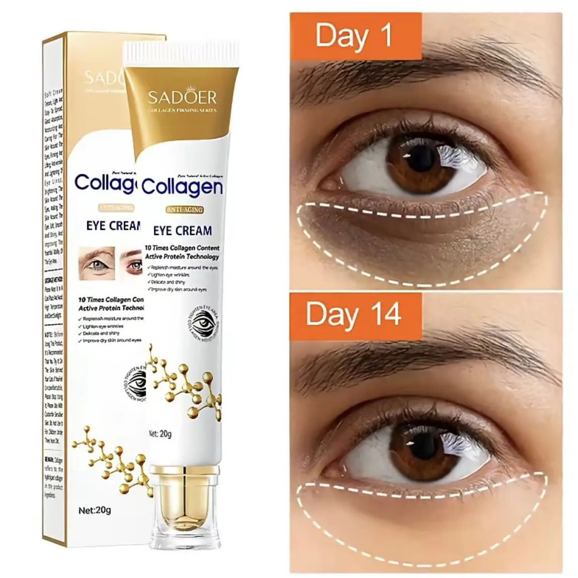 Instant Eye Bag Removal Cream Collagen Anti Dark Circle Puffiness Brighten Eye Care Anti-Wrinkle Firming Skin Fade Fine Lines