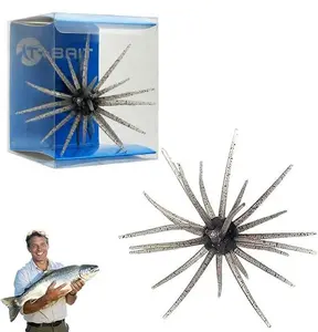 Floating TPR Swimbait with Reflective Stars,Tentacle Creature Lure, Sea Urchin Style Soft Plastic Baits, for Bass Fishing Drop Shot, Wacky Rig/Neko Rig and Finesse, Slow Sinking outdoorfun