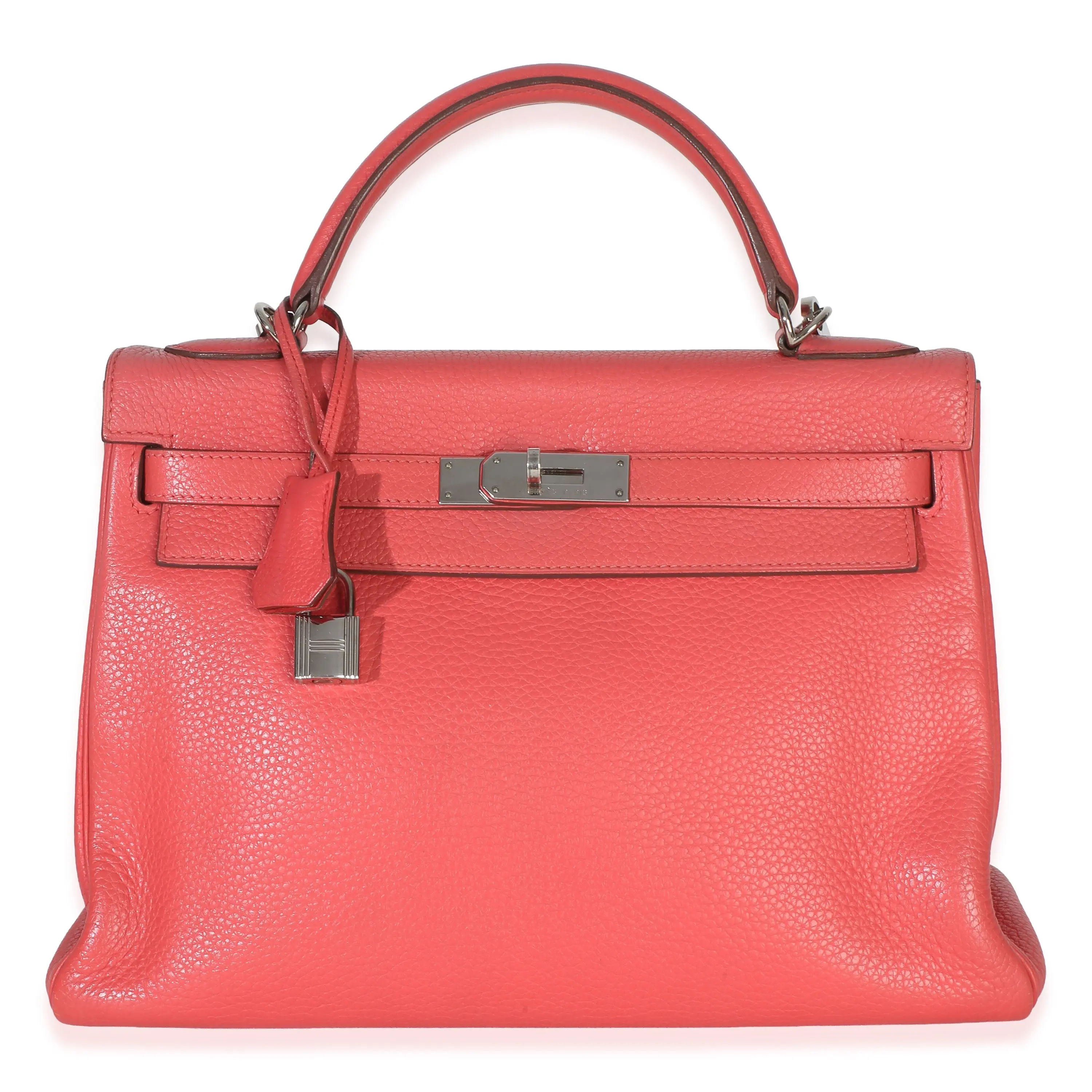 Pre-owned Leather Shoulder Bags Rose Lipstick Clemence Kelly 32 PHW