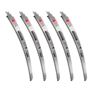 5 Pack 15 Inch 6 Tpi   Reciprocating   for   and Tree Trimming, Cr-V Sawzall  with Curved Edge and Fleam-Ground  for Longer Life and Faster  Speed