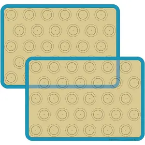 Macaron  Baking Mat - Set of 2 Non Stick Silicon Macaroon Baking Sheet ie Liner(//Half Sheet), ing Kit for Macarons,Pastry,Cake and Bread Making (Blue)