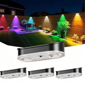 4/8/12 Pack Solar Wall Lights 4 LED Solar Fence Lights Outdoor Waterproof Solar Deck Lights Wall Lights for Fence Post Yard Pathway