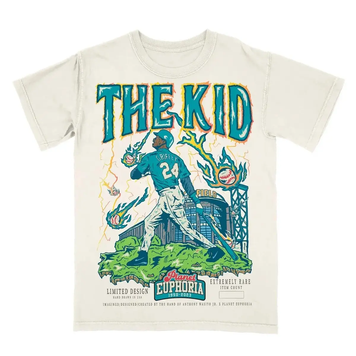 Vintage Ken Griffey Jr. "The Kid" Baseball Graphic T-Shirt, Retro Sports Bootleg Y2K Oversized Tee