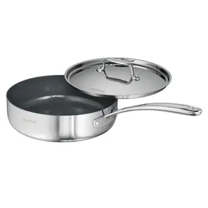 Utsava Tri-Ply Clad 2.9 Qt Covered Deep Sauté Pan with Ceramic Interior