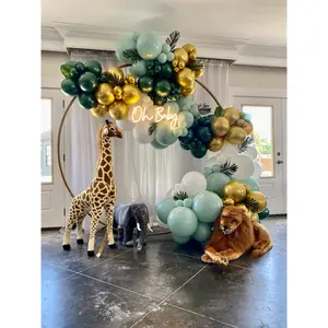 Into The Wild DIY Balloon Arch Garland Kit | Muted Green Gold White | Wild Safari Jungle Theme Baby Shower Kids Birthday Party Balloon Decor
