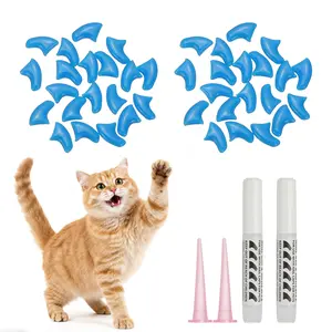 PETAXCELL Cat Nail Caps, Cat Claw Covers with Adhesive Glue and Applicators, Kitten Claw Caps Soft Paws, (40pcs, S, Blue), Intended for Pet Tips /  Nail Covers / Control Paws