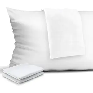 4-Pack Zippered Pillow Protectors,  400 Thread Count  Egyptian Cotton White Zippered Pillowcases Pillow Covers,