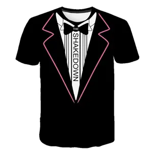 Unisex Black Tuxedo Bow Tie 3D Print T-Shirt, The Shakedown Graphic, Formal Event Party Casual Wear for Adults