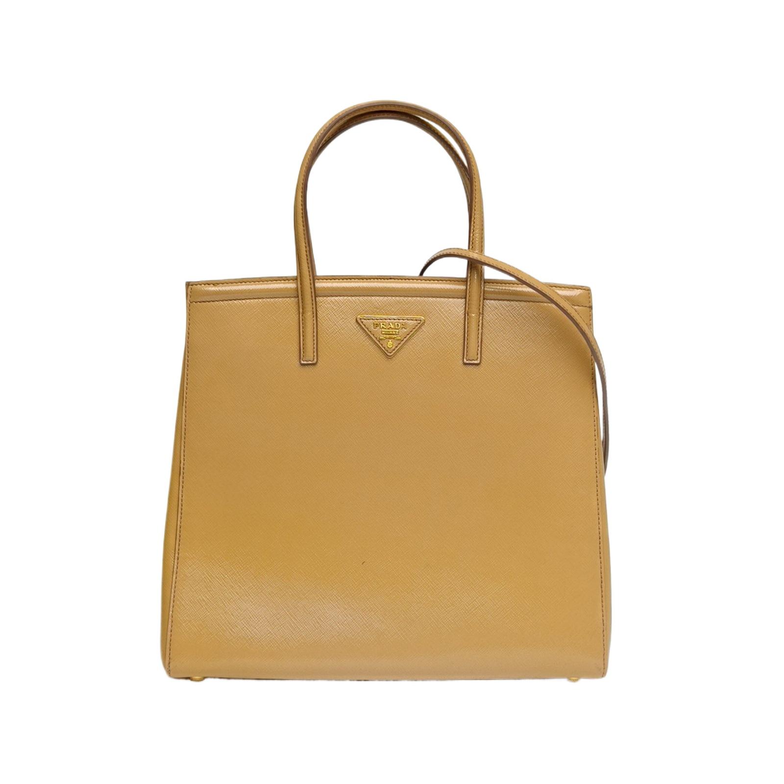 Pre-owned PRADA leather. Tote Bags 【Zanna】Yellow leather handbag