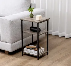 Sweet Furniture F 3-Tier End Table Side Table with Adjustable Feet,Small Nightstand Space-Saving for Bedroom Living Room Office