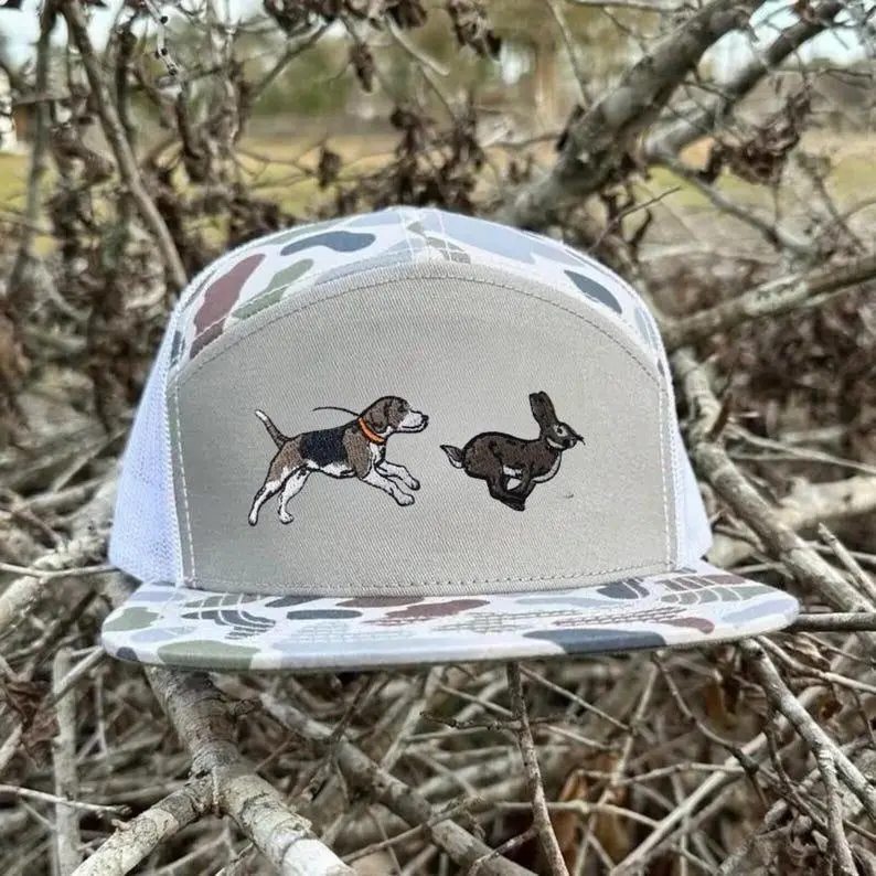 Beagle Rabbit Hunting Camo Trucker Hat Embroidered Dog Hunting Hat Small Game Hunter Gift