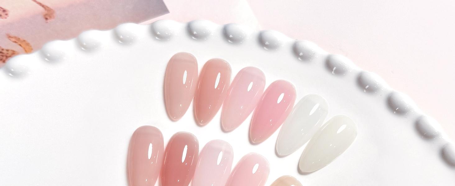GAOY Colored Builder Base Gel Nail Polish 30g, Builder Gel Nude Pink Natural Jelly, 4-in-1 Soak Off Nail Strengthener, Long Lasting UV Light Cure, Light Pink