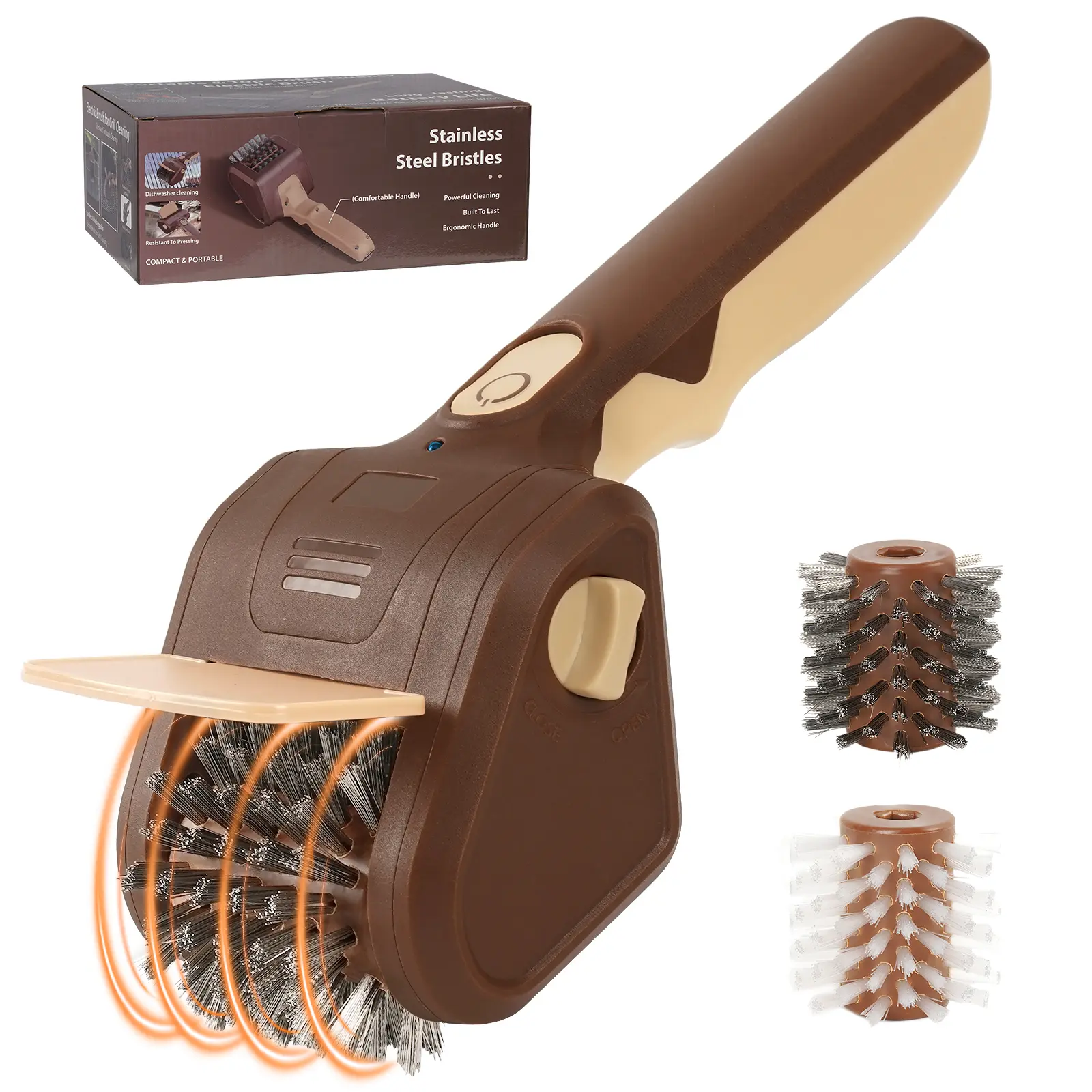 LRLY Electric BBQ Grill Brush, Safe Bristle Free with 2 Heads, Cordless Rechargeable, Fast Clean, Camping Essentials Outdoor BBQ Cleaner for All Grill Types, Grill Season Summerwins