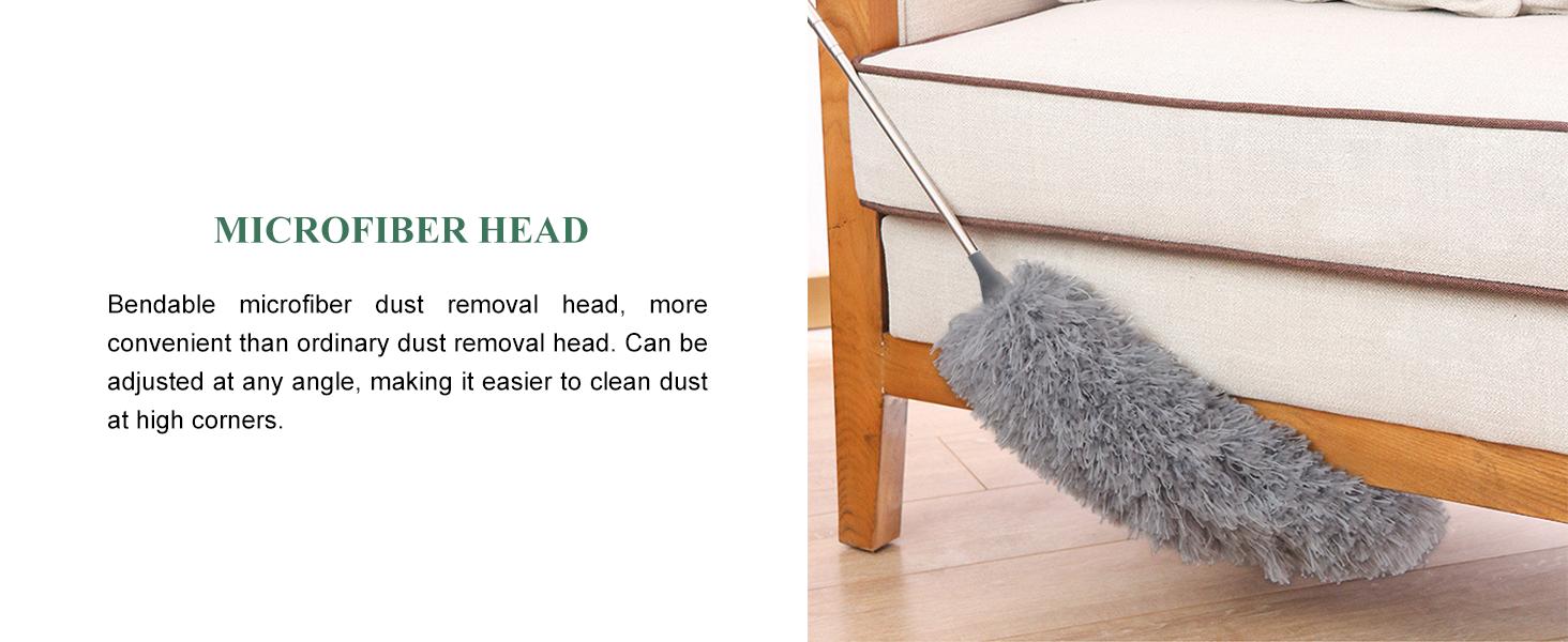 [New Deal] Extra-Long Dusters with Extension Pole 100-inch for Cleaning, Bendable Microfiber Head Washable Ceiling Fan Duster for High Ceilings