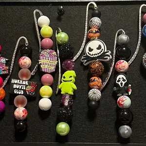 Spooky Beaded Bookmark Charms for Halloween - Perfect for Book Lovers