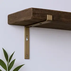 360 Stand 7 in. Gold Metal Wall-Mounted Shelf Brackets - Set of 2, Decorative Home Decor Shelf Accessories
