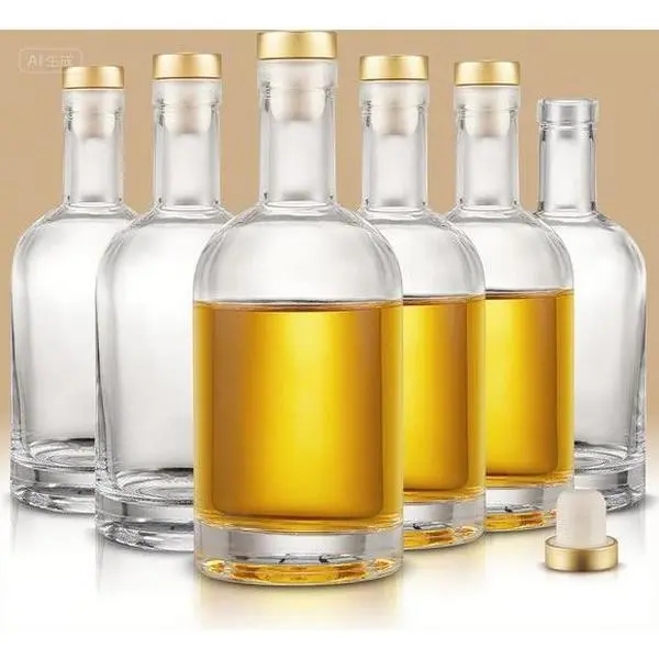 6 oz Clear Glass Bottles with T-Top Cap, Heavy Base Liquor Bottles Set of 6, Airtight Cork Stopper for Beverages Oil Vinegar, Reusable Leakproof Drink Containers, Durable Storage Bottles for Home Kitchen Bar