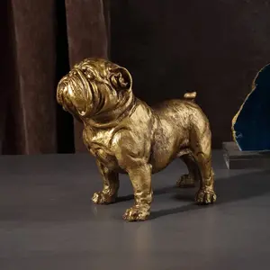 Golden Retriever French Bulldog Statue Set Resin 34cm Vintage Gold Dog Figurine Home Office Decor Lucky Charm Living Room Wine Cabinet Gift，Easter decorations, Easter gifts, Mother's Day gifts, Halloween gifts, Christmas gifts,