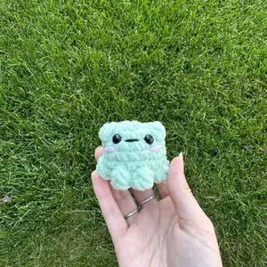 Handmade Crochet Mini Pocket Frog with Blush