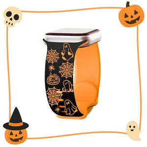 Halloween Watch Bands for Watch Bands for Women Men (42mm Series 10) 41mm 40mm 38mm, Holiday Pumpkin Watch Bands Halloween for Watch Series 10 9 SE 8 7 6 5 4 3-Black/Orange A-Orange 38/40/41Mm Adjustable Magnetic Watch Strap Cute Party Camera Wearable