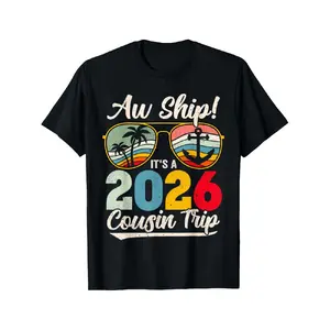 Aw Ship It'S A 2026 Cousin Trip Cruise Vintage Tshirt Nautical Slogan Graphic Medium Stretch Fabric Durable Casual Shirt for & Family Reunion Outfit Cousin Cruise 2026 Event Apparel.Fashion Boutique T-Shirt Casual Wearpattern Print