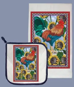 Rooster Dish Towel And Pot Holder Set