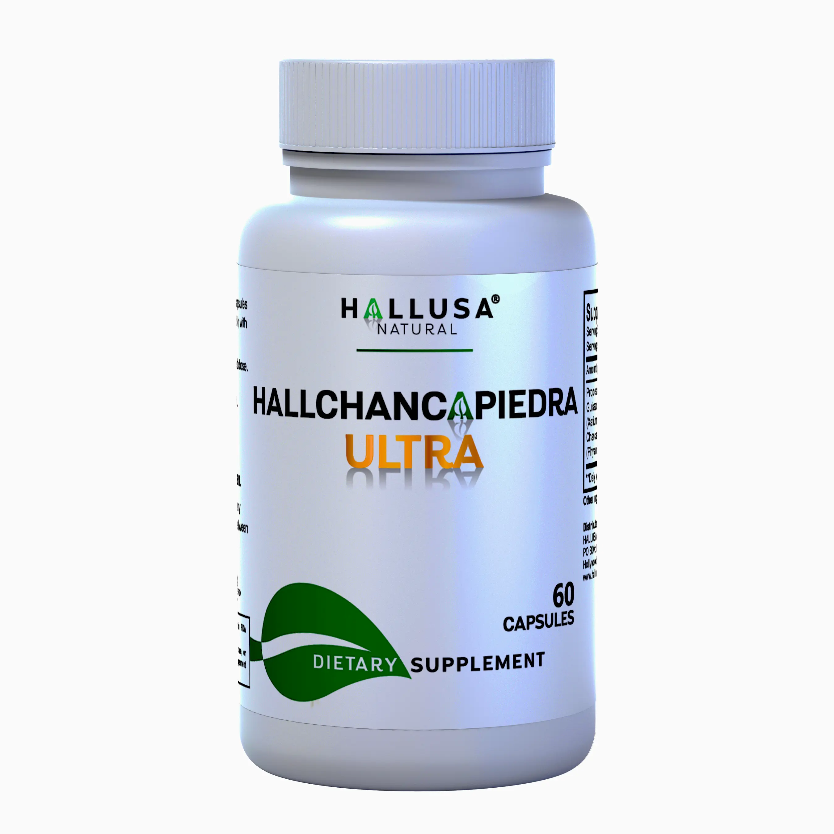 HALLUSA NATURAL Organic Hallchancapiedra Ultra 1000 mg Dietary Supplement - 60 Capsules, Herbal Formula for Urinary Balance & Kidney Cleanse Support