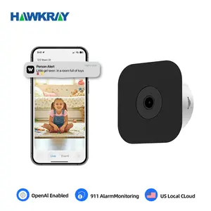 Hawkray 4MP Window CameraEasy & Quick Install 911 Alarm Open AI enable US local storage 2.4GHz WiFi Only Indoor Cameras for Home Security with Al Color Night Vision,Person & Motion Detection 24/7 Recording