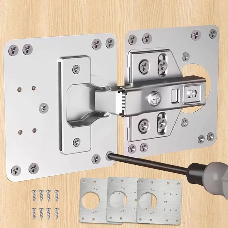 Cabinet Door Hinge Repair Plate, Reinforcement Plate Repair Plate, Hinge Cabinet Door Thickening Installation Fixing Plate, Furniture Hinge, Directly Fixed Hydraulic Hinge Belt Screws