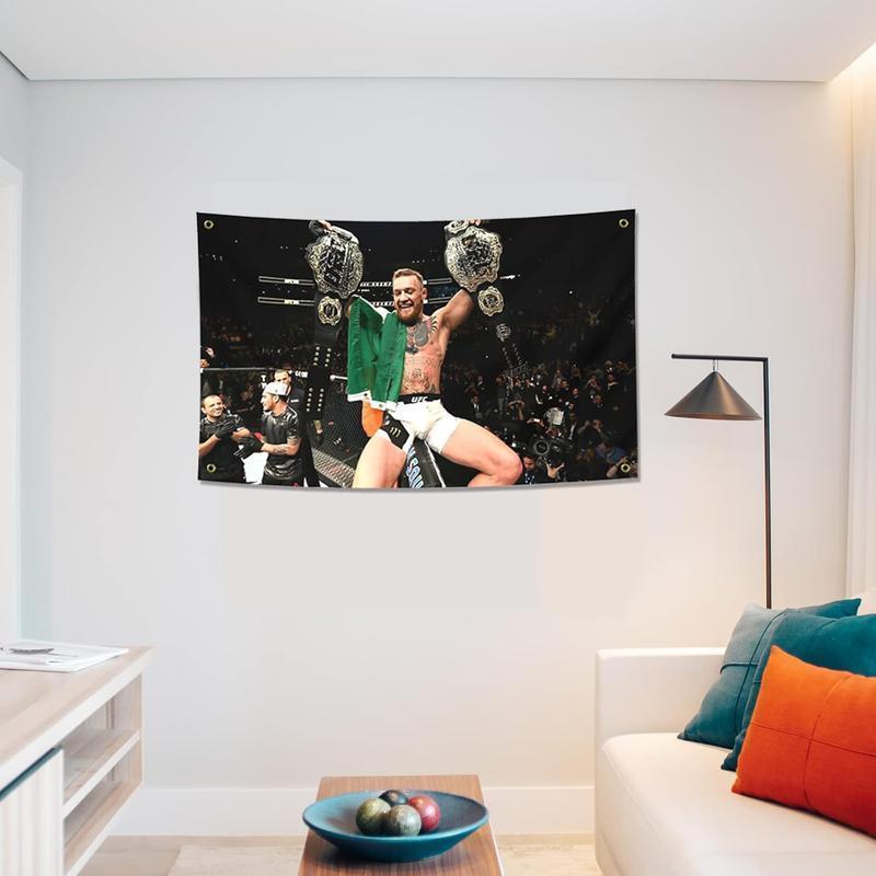 Conor McGregor Boxing Flag Funny Poster Durable Man Cave Wall Flag with Brass Grommets 40in*60in Tapestry Flag for College Dorm Room Decor,Outdoor,Bedroom, Parties gifts, travel, filming,events,festivals..