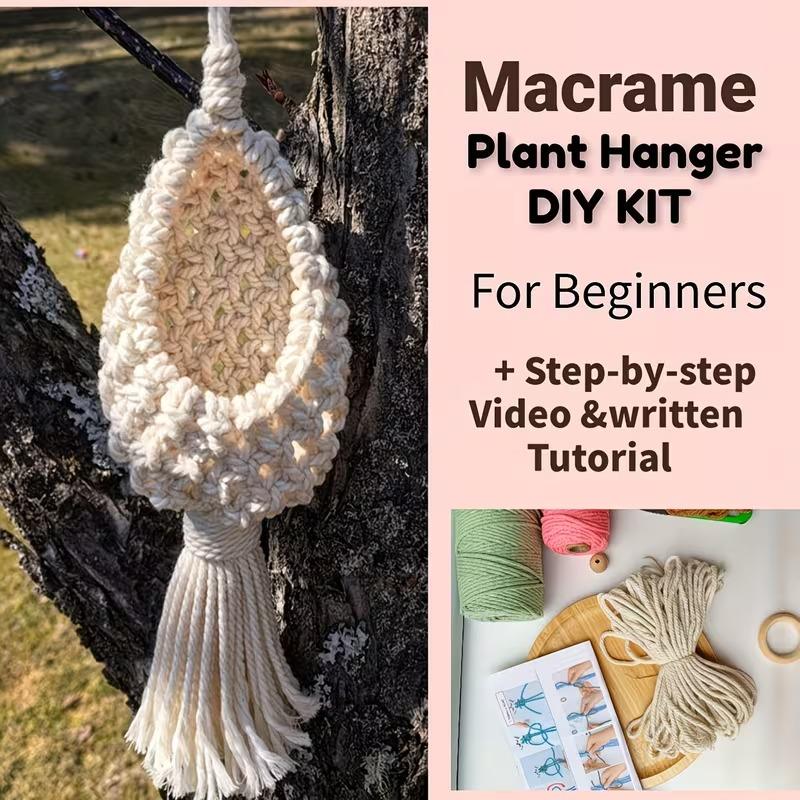 A Complete Beginner'S Knitting Kit for Making a Flower Pot Net Bag, Featuring a Knitting Set with Step-By-Step Instructions. It'S Ideal for Home Decor And Makes a Perfect Holiday Gift for Family