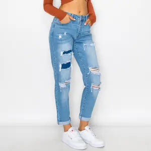 RIP REPAIR BOYFRIEND JEAN $29.99 Rip Repair Boyfriend Jean (Style 90257) Fabric Content: 93% Cotton, 5% Polyester, 2% Spandex – 27″ Inseam – 10.5″ Front Rise – 12.5″ Leg Opening