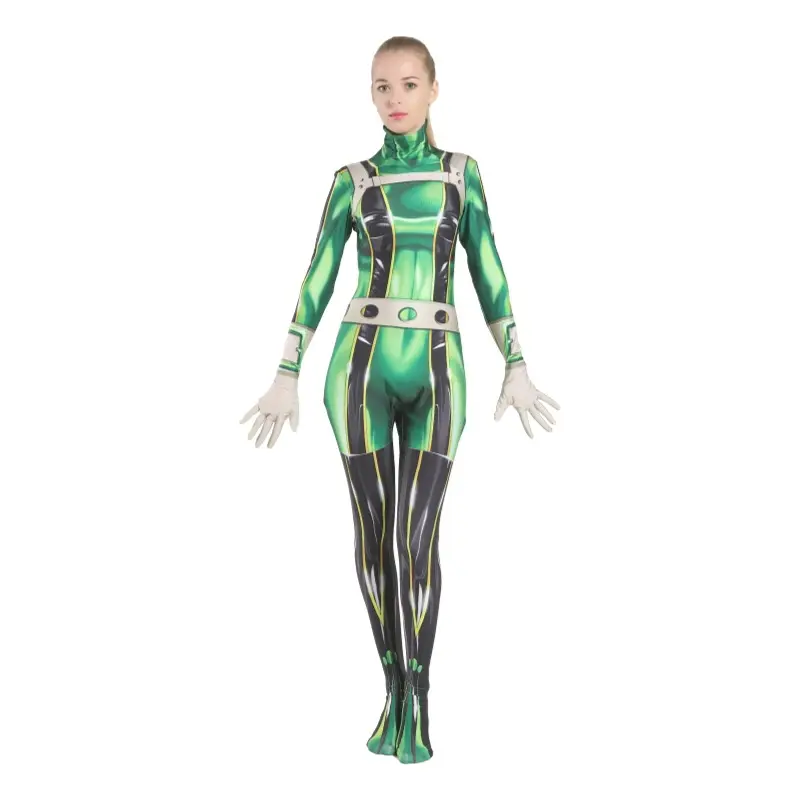 Asui Tsuyu Cosplay Costume Jumpsuit MHA Anime Bodysuit for Halloween Party