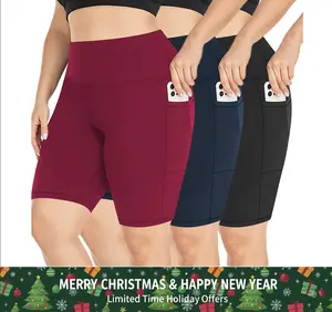 3 PackBiker Shorts with Pockets for Women – 8" High Waisted Tummy Control Workout Spandex Shorts for Gym Yoga put the shorts on stretch short Stretchy Fabric