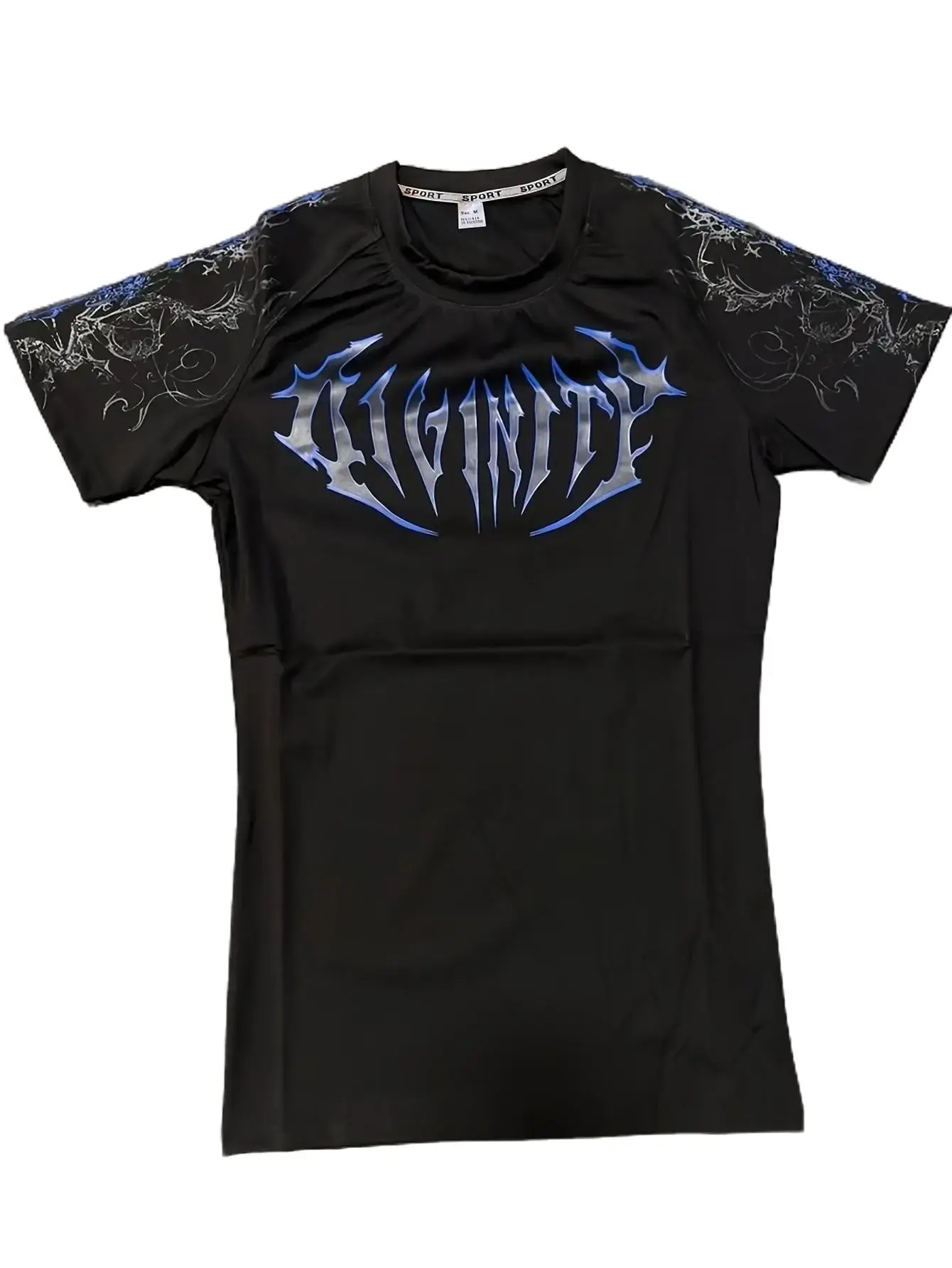 Gothic Style Men’s Compression Workout Shirt, Exoskeleton Design, Stretch Tight-Fitting Short Sleeve for Fitness Enthusiasts Gym Athletic Clothes Athletic Fashion Activewear