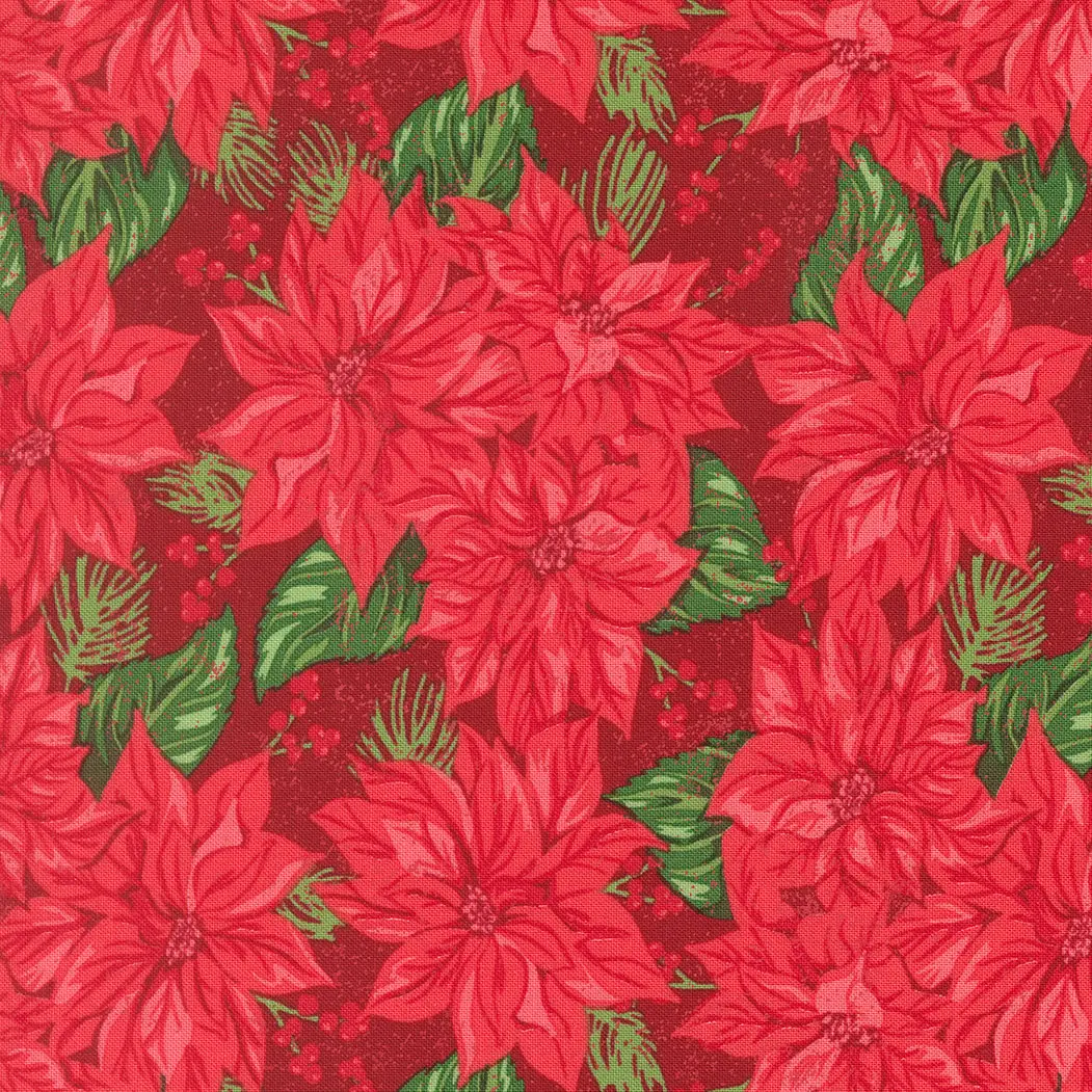Fabric Moda Cardinal Vintage Poinsettia Holiday Cheer by the Quarter Yard 20971-18