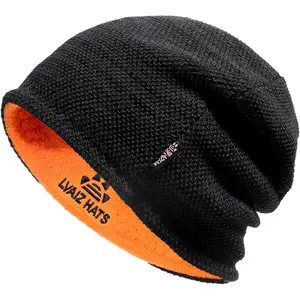 Mens Winter Beanie Hat Warm Fleece Lined Skull Cap for Men Reversible Women Windproof Watch Hat Knit Warm Unisex Beanie