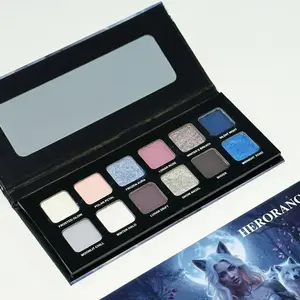 12 Shades Wolf Tones Eyeshadow Palette Matte Shimmer Glitter Highlighter Powder Multi-use Makeup Palette for Eye Contour Nose Shadow Cheek Blush