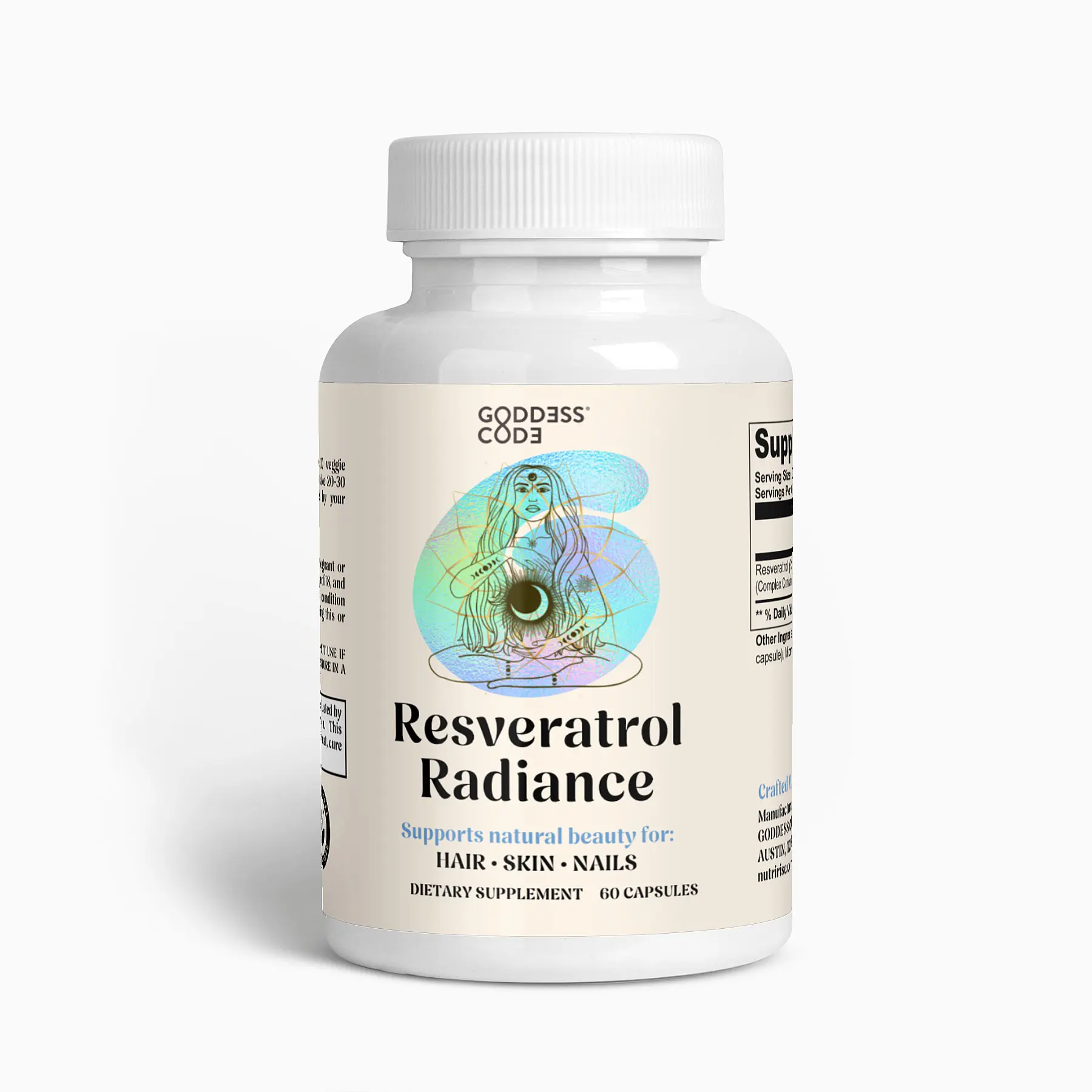 Goddess Code Resveratrol 50% 600mg - Radiance Age Reversal Supplement for Stronger Nails, Glowing Skin & Support for Collagen Production - Antioxidant Rich