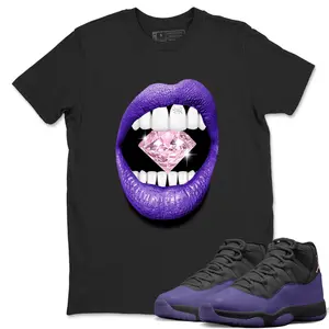 Unisex T-shirt To Match Sneakers  Jordan 11 Canyon Purple - Lips Diamond. 100% Cotton for Casual Wear. Comfortable Summer Unisex T-Shirt to match Jordan Sneaker. Streetwear Style. urban outfitters