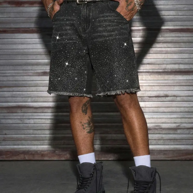 Women's Loose-Fitting Denim Shorts, Casual Relaxed Shorts, Summer Fashion High Street Style, Plain Pattern Design, Trendy Five-Quarter Pants, Chic Casual Shorts