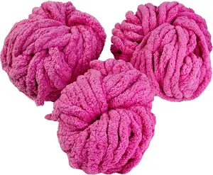 iDIY Chunky Yarn Hot Pink Chenille Baby Blankets (3 Count)