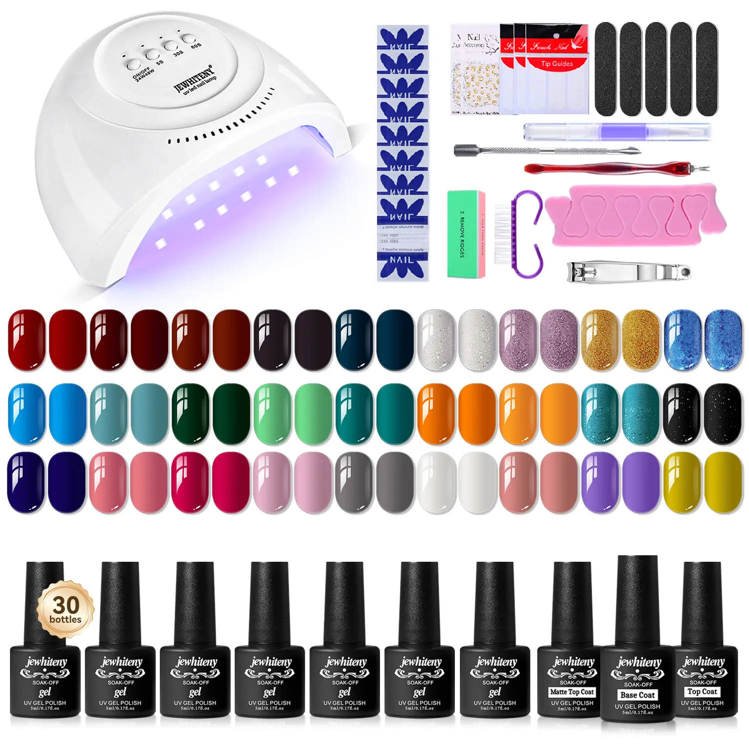 Kit Color Gel 27 Colors Gel Nail Polish Kit with U V Light, 120W U V LED Nail Dryer ...
