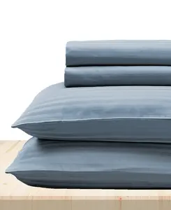 Cotton Striped Sheets Set - Softest 400 Thread Count Bed sheets, 100% Cotton Sateen, Cooling, Deep Pocket