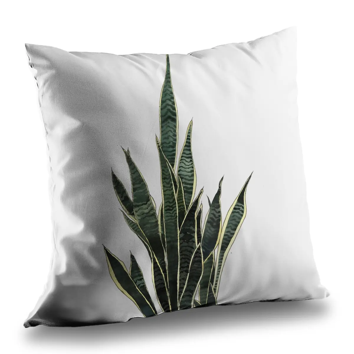 Begin Home Decor C1PT141414WBGY 14 x 14 in. Snake Plant Throw Pillow - Floral Botanical Home Decor Insert