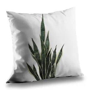 Begin Home Decor C1PT141414WBGY 14 x 14 in. Snake Plant Throw Pillow - Floral Botanical Home Decor Insert
