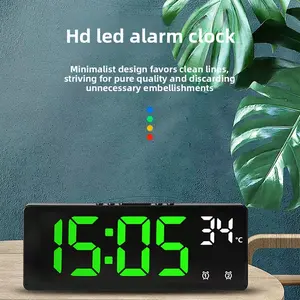 Creative Multifunctional Digital Clock Decor with Large Screen, Temperature Display, Dual Alarms, Five Brightness Levels, Plug-In or Battery Powered